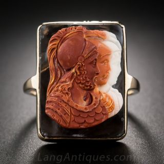 Four-Color Hardstone Cameo Gent's Ring