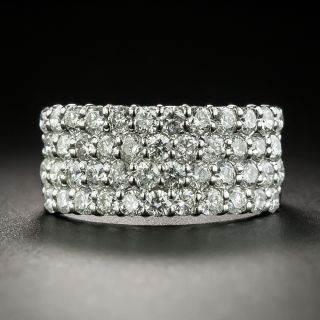 Four Row Diamond Platinum Band Ring - 1