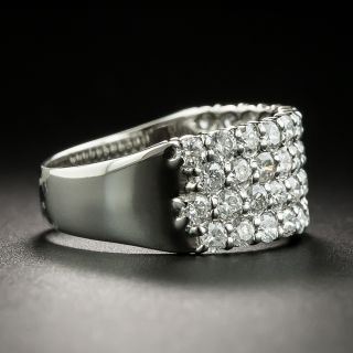 Four Row Diamond Platinum Band Ring