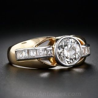 French 1.10 Carat Vintage Diamond Ring