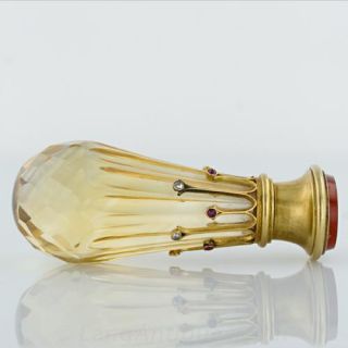 French 18 Karat Yellow Gold and Citrine Seal