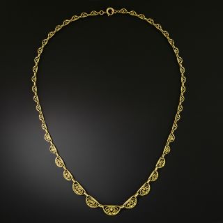 French 18K Antique Filigree Necklace - 2