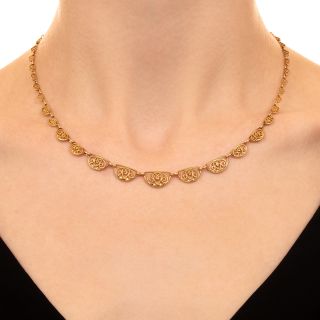 French 18K Antique Filigree Necklace