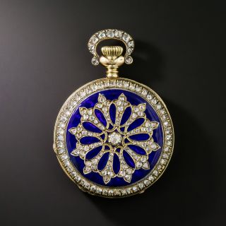 French 18K Enamel and Diamond Pendant Watch, 1916 - 5
