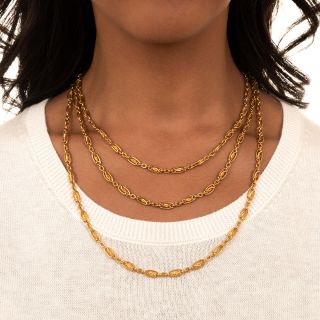French 18K Gold 61-Inch Necklace