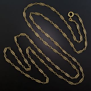 French 18K Long Fancy Link Chain