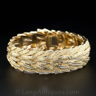 French 18K Textured Yellow Gold Bracelet