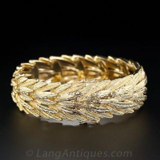 French 18K Textured Yellow Gold Bracelet