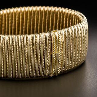 French 18K Wide Gaspipe Bracelet 