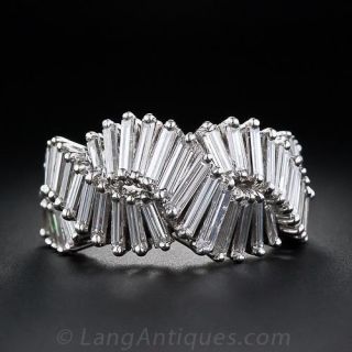 French 1950s Vintage Baguette Diamond Ring