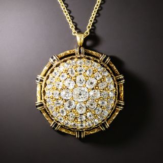 French 19th Century Diamond and Enamel Circle Cluster Pendant - 2