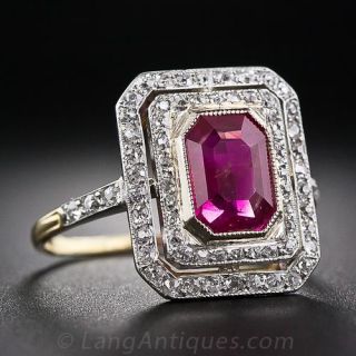 French 2.20 Carat Burmese 'No Heat' Ruby and Diamond Ring