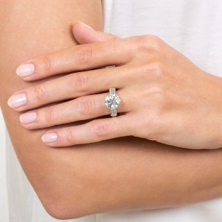 French Mid-Century 3.52 Carat Diamond Engagement Ring - GIA I VS1