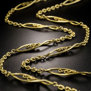French 43 1/2 Inch Long Fancy Link Necklace - 3