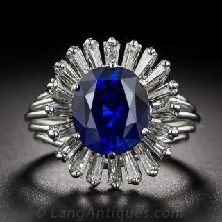 French 5.35 Carat Sapphire and Diamond Cocktail Ring