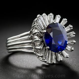 French 5.35 Carat Sapphire and Diamond Cocktail Ring