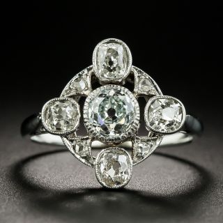 French .70 Carat 'Natural Light Green' Old Mine-Cut Diamond Ring - GIA  - 1