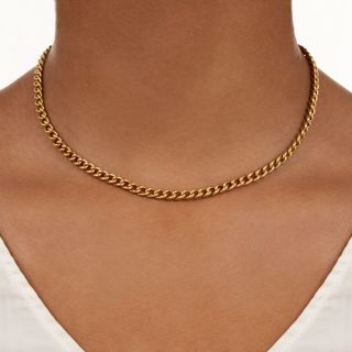 French Antique 18K Curb Link Necklace 