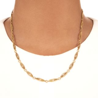French Antique 18K Fancy Link Necklace