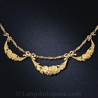 French Antique 18k Garland Necklace