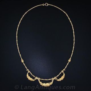 French Antique 18k Garland Necklace