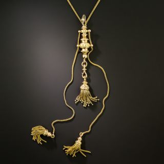 French Antique 18K Long Tassel Necklace - 2