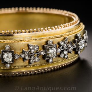 French Antique Diamond Bangle Bracelet