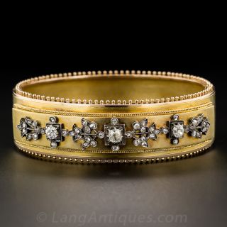 French Antique Diamond Bangle Bracelet