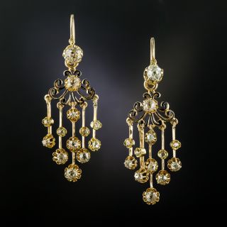 French Antique Diamond Day and Night Chandelier Earrings - 3