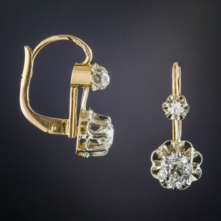 French Antique Diamond Drop Earrings 