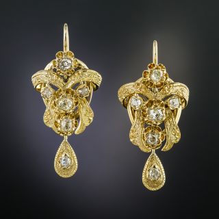 French Antique Diamond Earrings  - 2