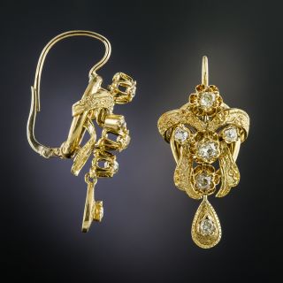 French Antique Diamond Earrings 