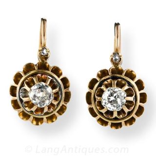 French Antique  Diamond Earrings