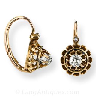 French Antique  Diamond Earrings