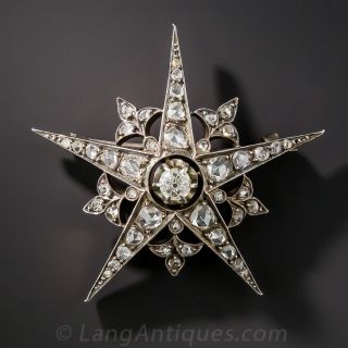 French Antique Diamond Star Brooch