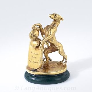 French Antique Dog Fob  and Bloodstone Seal