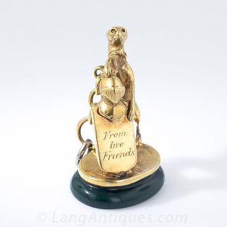 French Antique Dog Fob  and Bloodstone Seal