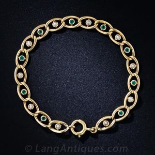 French Antique Emerald and Seed Pearl Bracelet