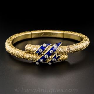 French Antique Enamel and Diamond Bracelet