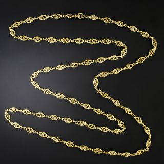 French Antique Filigree 38 Inch Link Chain - 4