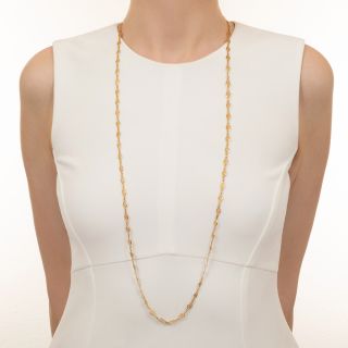 French Antique Filigree 38 Inch Link Chain