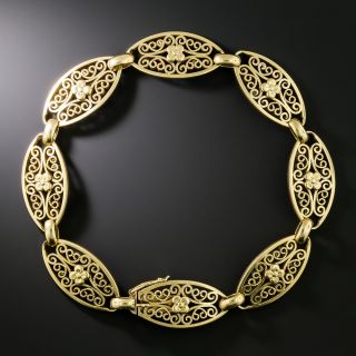 French Antique Filigree Link Bracelet - 2