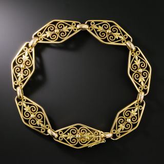 French Antique Filigree Link Bracelet - 2