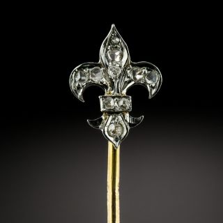French Antique Fleur-de-Lys Diamond Stickpin - 2