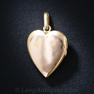 French Antique Heart Locket with Pearls, Diamonds and Ruby