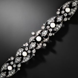 French Antique Natural Pearl and Diamond Bracelet - 2