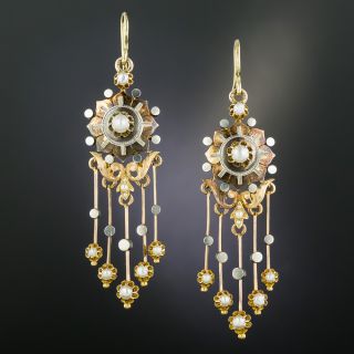 French Antique Pearl Dangle Earrings - 2