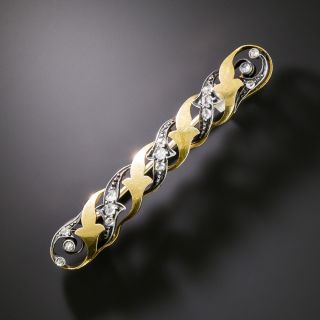French Antique Rose-Cut Diamond Bar Pin - 1