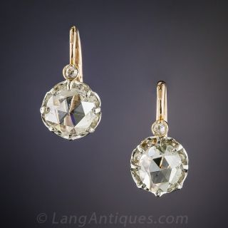 French Antique Rose-Cut Diamond Earrings