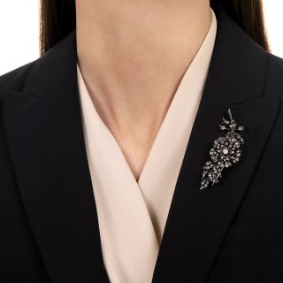 French Antique Rose-Cut Diamond Flower Brooch